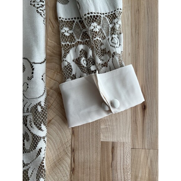 Anna Sui X Target Long Sleeve Collared Dress Midi Cut Out Lace Beige Tan Small - Picture 5 of 11